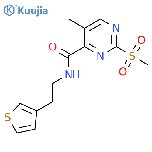 2-methanesulfonyl-5-methyl-N-[2-(thiophen-3-yl)ethyl]pyrimidine-4-carboxamide structure