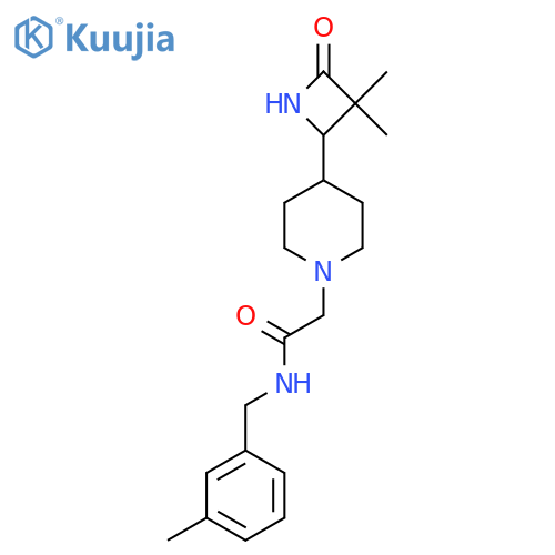 2-[4-(3,3-dimethyl-4-oxoazetidin-2-yl)piperidin-1-yl]-N-[(3-methylphenyl)methyl]acetamide structure