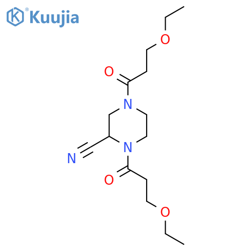 1,4-Bis(3-ethoxypropanoyl)piperazine-2-carbonitrile structure