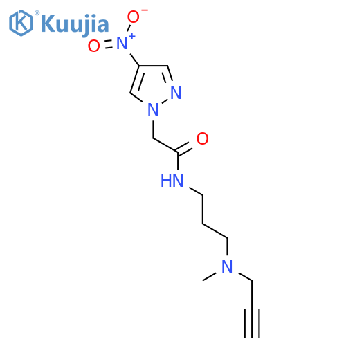 N-{3-methyl(prop-2-yn-1-yl)aminopropyl}-2-(4-nitro-1H-pyrazol-1-yl)acetamide structure