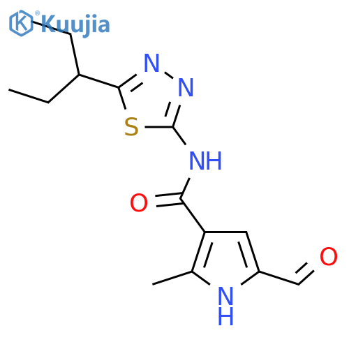 5-formyl-2-methyl-N-[5-(pentan-3-yl)-1,3,4-thiadiazol-2-yl]-1H-pyrrole-3-carboxamide structure