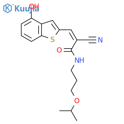 (Z)-2-Cyano-3-(4-hydroxy-1-benzothiophen-2-yl)-N-(3-propan-2-yloxypropyl)prop-2-enamide structure