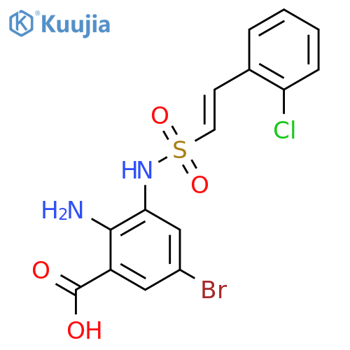 2-Amino-5-bromo-3-[2-(2-chlorophenyl)ethenesulfonamido]benzoic acid structure