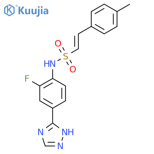 N-[2-fluoro-4-(1H-1,2,4-triazol-3-yl)phenyl]-2-(4-methylphenyl)ethene-1-sulfonamide structure