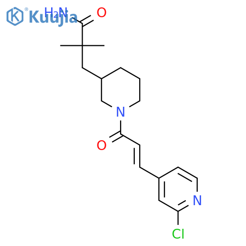 3-{1-[3-(2-Chloropyridin-4-yl)prop-2-enoyl]piperidin-3-yl}-2,2-dimethylpropanamide structure