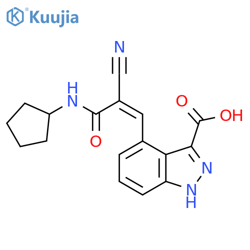 4-[2-cyano-2-(cyclopentylcarbamoyl)eth-1-en-1-yl]-1H-indazole-3-carboxylic acid structure