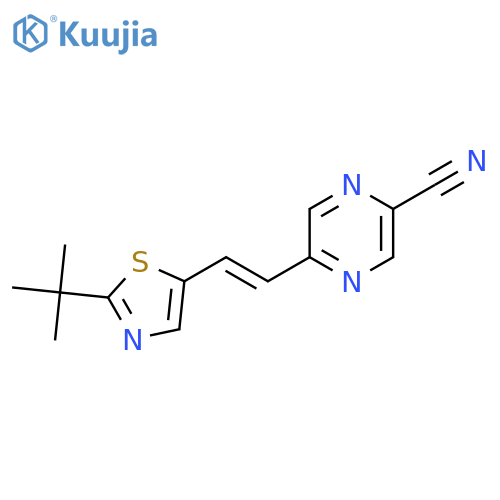 5-2-(2-tert-butyl-1,3-thiazol-5-yl)ethenylpyrazine-2-carbonitrile structure