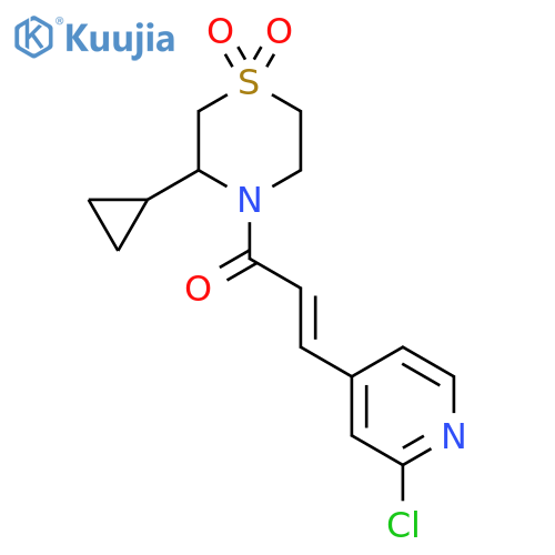 4-[3-(2-Chloropyridin-4-yl)prop-2-enoyl]-3-cyclopropyl-1lambda6-thiomorpholine-1,1-dione structure