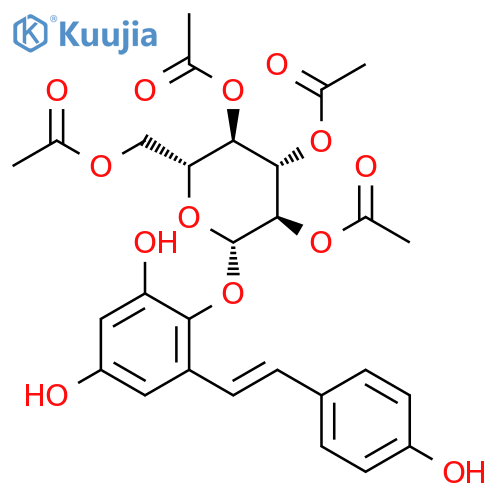 β-D-Glucopyranoside, 2,4-dihydroxy-6-[(1E)-2-(4-hydroxyphenyl)ethenyl]phenyl, 2,3,4,6-tetraacetate structure