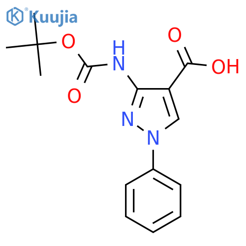 3-{(tert-butoxy)carbonylamino}-1-phenyl-1H-pyrazole-4-carboxylic acid structure