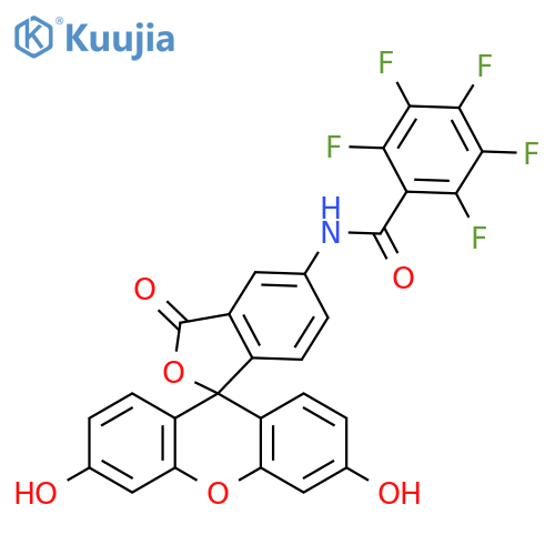 5-(pentafluorobenzoylamino)fluorescein structure