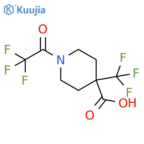 1-(trifluoroacetyl)-4-(trifluoromethyl)piperidine-4-carboxylic acid structure