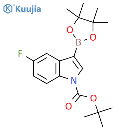 Tert-butyl 5-fluoro-3-(4,4,5,5-tetramethyl-1,3,2-dioxaborolan-2-yl)indole-1-carboxylate structure