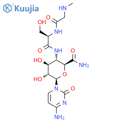 b-D-Glucopyranuronamide,1-(4-amino-2-oxo-1(2H)-pyrimidinyl)-1,4-dideoxy-4-[(N-methylglycyl-D-seryl)amino]- structure