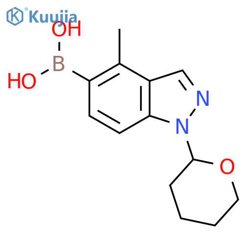 1-(Tetrahydro-2H-pyran-2-yl)-4-methyl-1H-indazol-5-yl-5-boronic acid structure