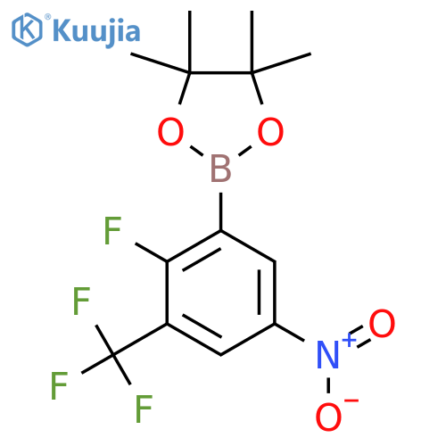 2-Fluoro-5-nitro-3-(trifluoromethyl)phenylboronic acid, pinacol ester structure