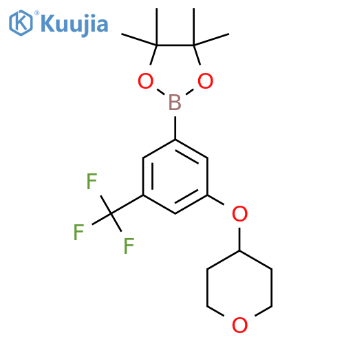 3-(Tetrahydropyran-4-yloxy)-5-trifluoromethylphenylboronic acid, pinacol ester structure
