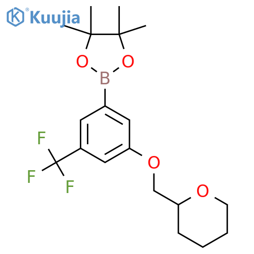 3-(Tetrahydropyran-2-yl)methoxy-5-trifluoromethylphenylboronic acid, pinacol ester structure