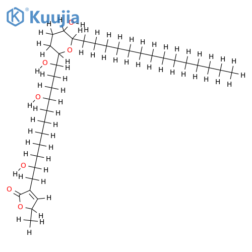 (2'R,5S,8'R,11'R,12'R,15'R,16R)-3-(2',8',11',15'-tetrahydroxy-12',16'-oxidotriacontanyl)-5-methyl-5H-furan-2-one structure