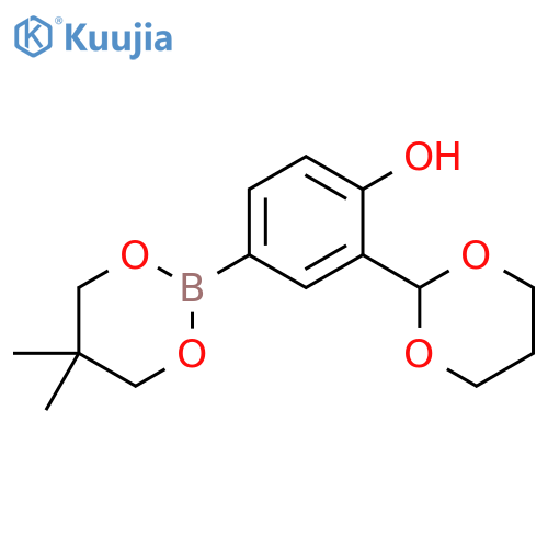 Phenol, 4-(5,5-dimethyl-1,3,2-dioxaborinan-2-yl)-2-(1,3-dioxan-2-yl)- structure