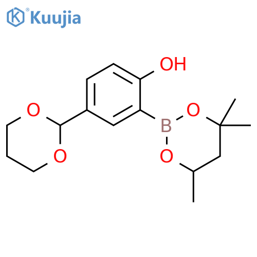 Phenol, 4-(1,3-dioxan-2-yl)-2-(4,4,6-trimethyl-1,3,2-dioxaborinan-2-yl)- structure