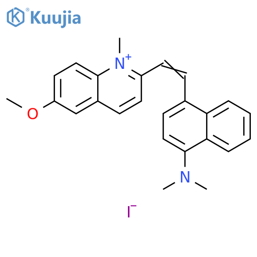 Quinolinium,2-[2-[4-(dimethylamino)-1-naphthalenyl]ethenyl]-6-methoxy-1-methyl- structure