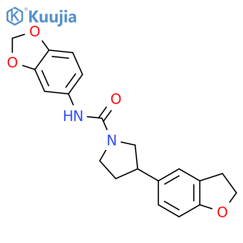 N-(2H-1,3-benzodioxol-5-yl)-3-(2,3-dihydro-1-benzofuran-5-yl)pyrrolidine-1-carboxamide structure