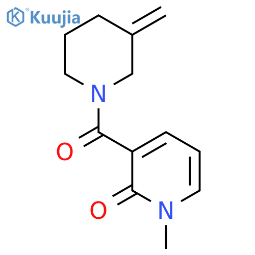 1-methyl-3-(3-methylidenepiperidine-1-carbonyl)-1,2-dihydropyridin-2-one structure
