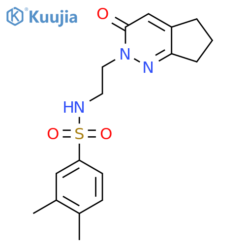 3,4-dimethyl-N-(2-{3-oxo-2H,3H,5H,6H,7H-cyclopentacpyridazin-2-yl}ethyl)benzene-1-sulfonamide structure
