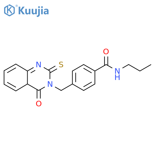 4-[(4-oxo-2-sulfanylidene-1,2,3,4-tetrahydroquinazolin-3-yl)methyl]-N-propylbenzamide structure