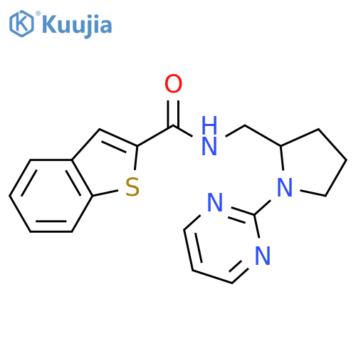 N-{[1-(pyrimidin-2-yl)pyrrolidin-2-yl]methyl}-1-benzothiophene-2-carboxamide structure