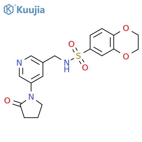 N-{[5-(2-oxopyrrolidin-1-yl)pyridin-3-yl]methyl}-2,3-dihydro-1,4-benzodioxine-6-sulfonamide structure