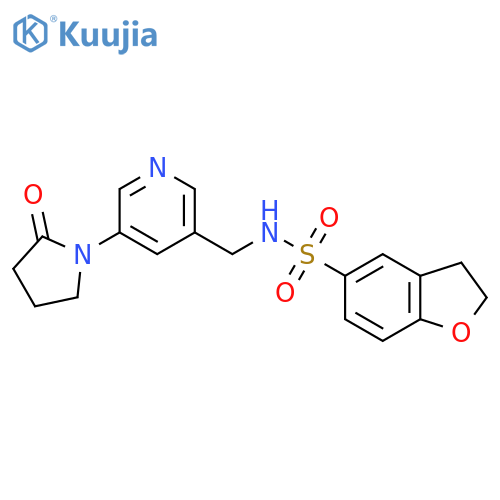 N-{[5-(2-oxopyrrolidin-1-yl)pyridin-3-yl]methyl}-2,3-dihydro-1-benzofuran-5-sulfonamide structure