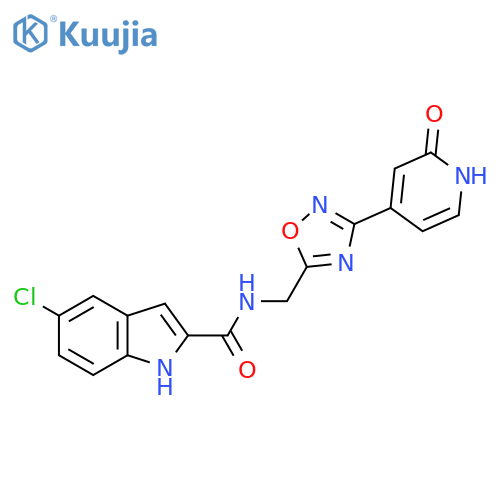 5-chloro-N-{[3-(2-oxo-1,2-dihydropyridin-4-yl)-1,2,4-oxadiazol-5-yl]methyl}-1H-indole-2-carboxamide structure