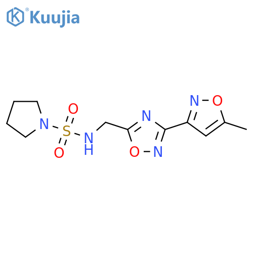 N-{[3-(5-methyl-1,2-oxazol-3-yl)-1,2,4-oxadiazol-5-yl]methyl}pyrrolidine-1-sulfonamide structure