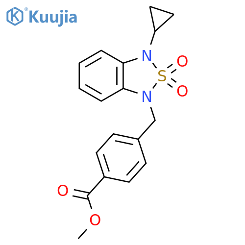 methyl 4-(3-cyclopropyl-2,2-dioxo-1,3-dihydro-2lambda6,1,3-benzothiadiazol-1-yl)methylbenzoate structure