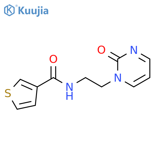 N-[2-(2-oxo-1,2-dihydropyrimidin-1-yl)ethyl]thiophene-3-carboxamide structure