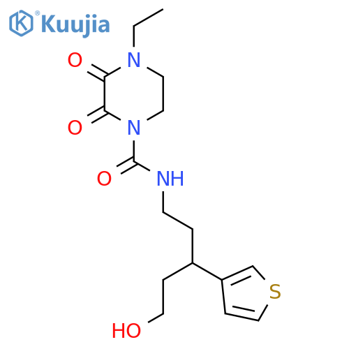 4-ethyl-N-[5-hydroxy-3-(thiophen-3-yl)pentyl]-2,3-dioxopiperazine-1-carboxamide structure