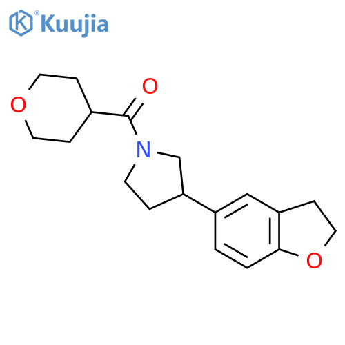 3-(2,3-dihydro-1-benzofuran-5-yl)-1-(oxane-4-carbonyl)pyrrolidine structure