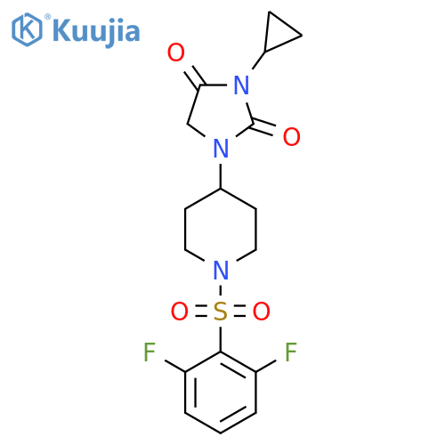 3-cyclopropyl-1-1-(2,6-difluorobenzenesulfonyl)piperidin-4-ylimidazolidine-2,4-dione structure