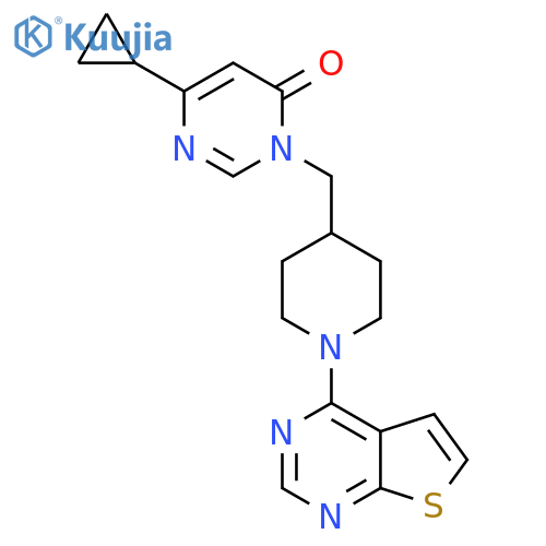 6-cyclopropyl-3-(1-{thieno2,3-dpyrimidin-4-yl}piperidin-4-yl)methyl-3,4-dihydropyrimidin-4-one structure