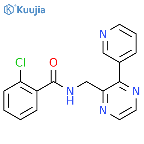 2-chloro-N-{[3-(pyridin-3-yl)pyrazin-2-yl]methyl}benzamide structure