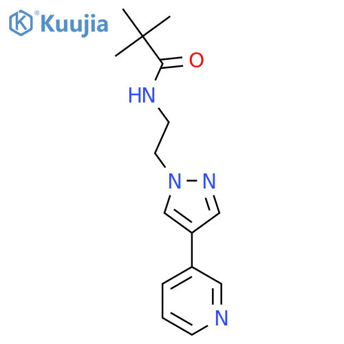 2,2-dimethyl-N-{2-4-(pyridin-3-yl)-1H-pyrazol-1-ylethyl}propanamide structure