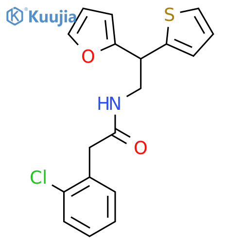 2-(2-chlorophenyl)-N-[2-(furan-2-yl)-2-(thiophen-2-yl)ethyl]acetamide structure