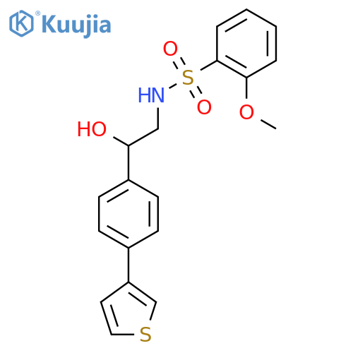 N-{2-hydroxy-2-4-(thiophen-3-yl)phenylethyl}-2-methoxybenzene-1-sulfonamide structure