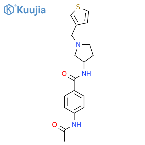 4-acetamido-N-{1-[(thiophen-3-yl)methyl]pyrrolidin-3-yl}benzamide structure