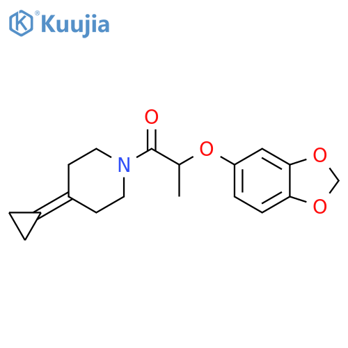 2-(2H-1,3-benzodioxol-5-yloxy)-1-(4-cyclopropylidenepiperidin-1-yl)propan-1-one structure