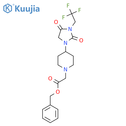 benzyl 2-{4-2,4-dioxo-3-(2,2,2-trifluoroethyl)imidazolidin-1-ylpiperidin-1-yl}acetate structure