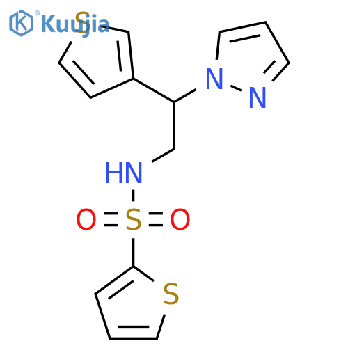 N-2-(1H-pyrazol-1-yl)-2-(thiophen-3-yl)ethylthiophene-2-sulfonamide structure