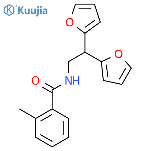 N-[2,2-bis(furan-2-yl)ethyl]-2-methylbenzamide structure